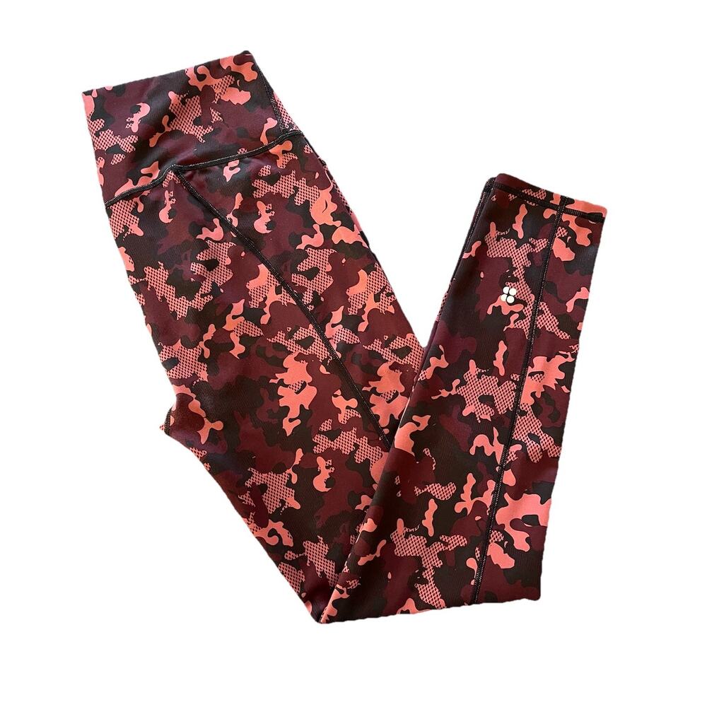 Sweaty Betty Super Sculpt Full Length Workout Leggings 27" Purple Camo, Large - Picture 3 of 11